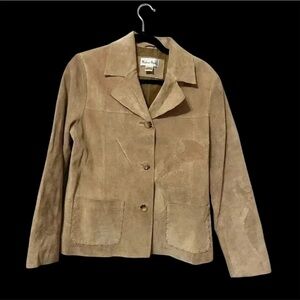 Madison Studio Pig Suede Light Brown Patch/Stitch Jacket Size 8